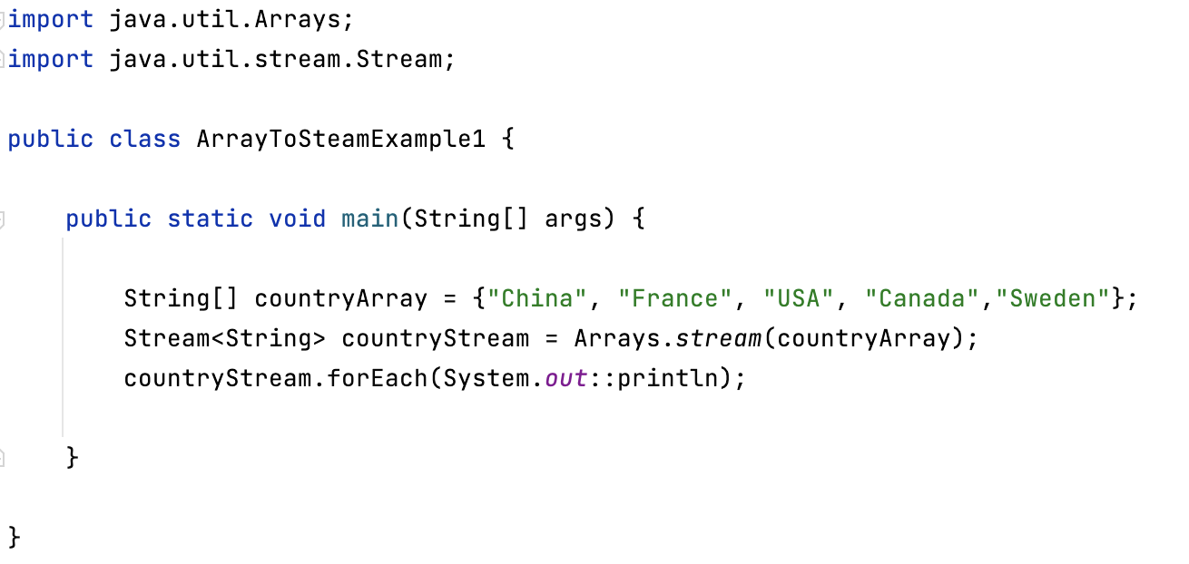 Java Convert Array to Stream Example